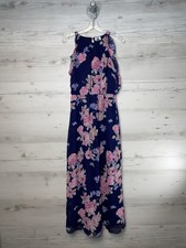 Old Navy Dress Womens Medium Floral Maxi Sleeveless Boho Flutter Navy Pink