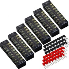 Terminal Block and Strip - 12pcs 6 Sets 8 Positions Dual Row 600V 15A Screw T...