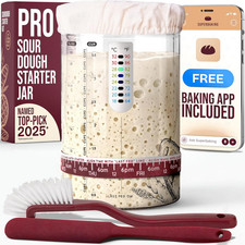 Sourdough Starter Jar, Beginner Sourdough Starter Kit, 34Oz Wide Mouth Sour Doug
