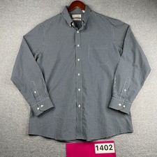 Roundtree Yorke Gold Label Shirt Non Iron Blue Check Button Up Long Sleeve XL