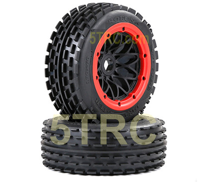 Rofun RC 1/5 Dirt Buster Front Tires Wheel Pair 170x60 Red Bead Rovan