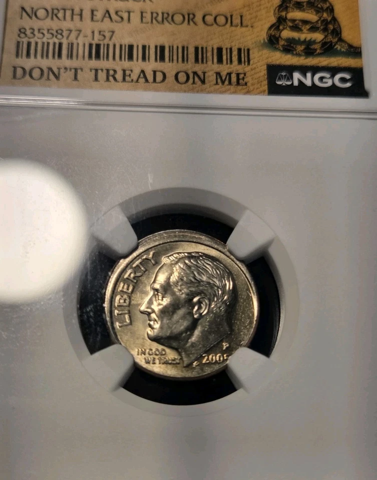 2005 P NGC Uncerculated Roosevelt Dime Mint Error Broadstruck Don't Tread On Me - Image 3 of 4