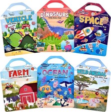 6 Set 260pcs Puffy Sticker Books Activity for Kids, Animal, Farm, Dinosaurs...