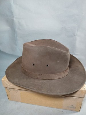 Orvis Hut breite Krempe Leder sehr guter Zustand Wachs Baumwolle braun Medium