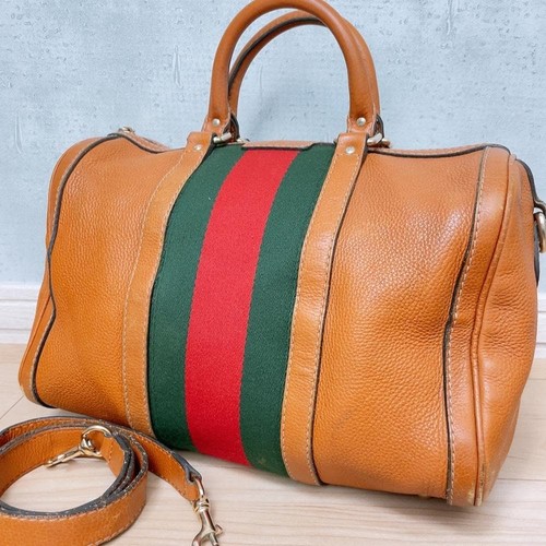 GUCCI Shelley Line 2way Boston Bag Handbag Leather