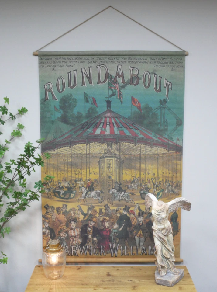 Arte de pared grande estilo vintage retro circo carrusel recinto ferial colgante lienzo Foto 2 de 4