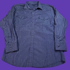 Panhandle Slim Mens Large 16.5-35 Striped Pearl Snap Long Sleeve Western Shirt