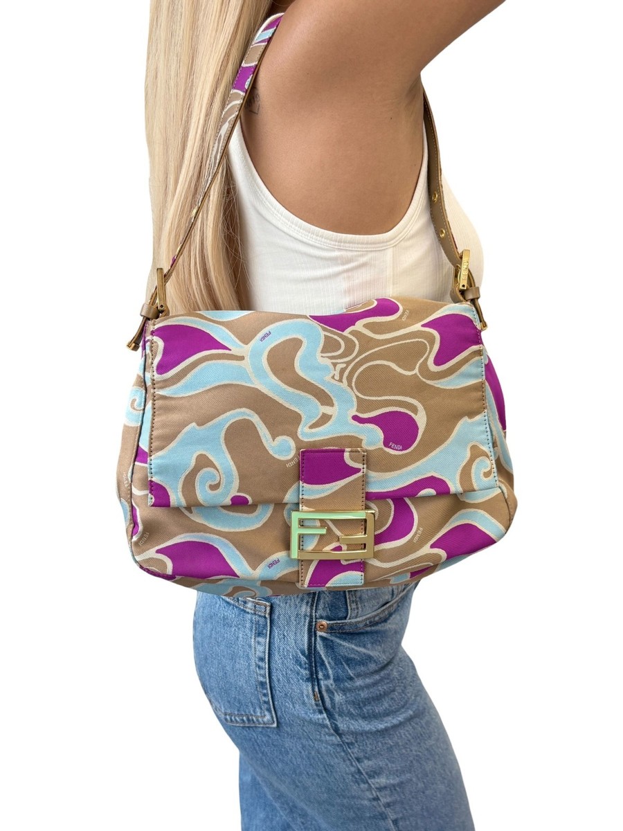 FENDI Vintage FF Logo Mamma Baguette Psychedelic Print Shoulder