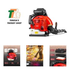 Professional Gas Powered Backpack Leaf Blower – 2-Stroke High-Performance 63C...