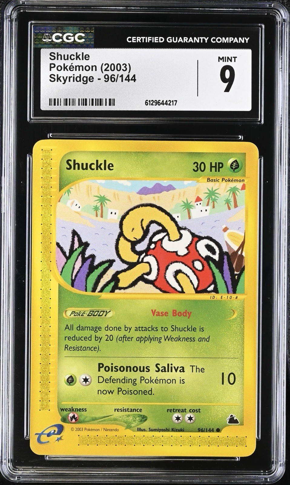 CGC 9 MINT Shuckle 96/133 Skyridge Vintage WOTC 2003 Pokemon Card