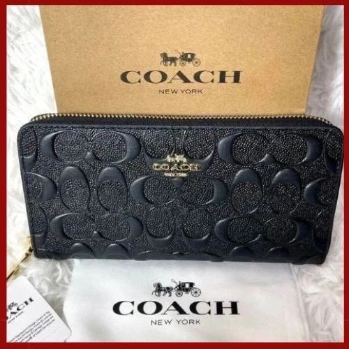 COACH Boxed Long Zip Around Wallet Signature Leather F53834 outlet New with Box