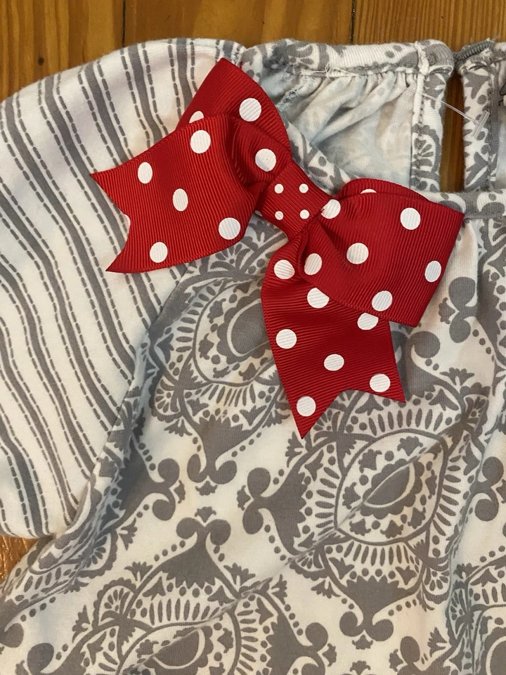 Vestido Contando Margaritas Talla 8 Niñas Gris Rojo Navidad Bastones de Caramelo Foto 3 de 4