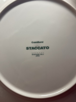 Crate & Barrel STACCATO Dinner Plates Set of 2 -11” White Bead by