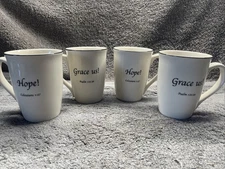 4 Feed on the Word Mugs "Grace us!" & "Hope” Colossians 1:27 & Psalm 123:3A