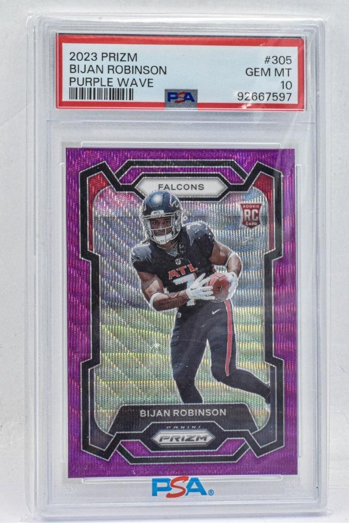 2023 Panini prizm BIJAN ROBINSON Rookies #305 Purple Wave /99 RC PSA10 GEM Mint