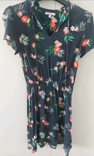 Limited Edition Navy Floral Cotton V-Neck Short Sleeve Mini DRESS 10
