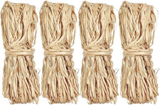 Natural Raffia Ribbon Grass, 4 Pcs 40G Raffia Perfect for Crafts Weaving or Bouq
