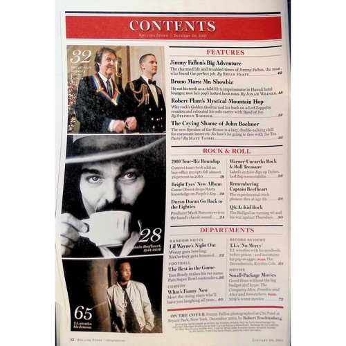 Rolling Stone Magazine 1122 JAN 2011 Jimmy Fallon Cover Robert Plant - Picture 3 of 12