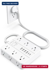 18-in-1 Power Strip - 12 AC Outlets  6 USB Ports 2 USB-C , 5FT Flat Plug Exten