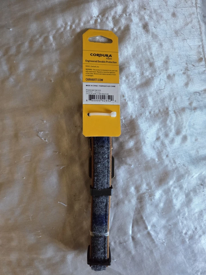 Carhartt Gris y Azul Nylon Pato Manta Rayas Collar Perro - Talla Mediana - NUEVO Foto 2 de 2