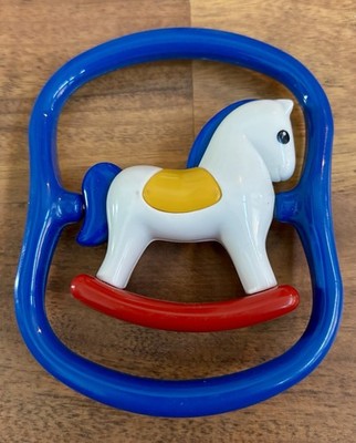 Vintage Tolo Toys Rocking Horse Baby Rattle Spinner - Primary Colors - Retro Toy