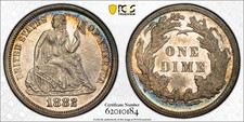 1882 10C SEATED LIBERTY PROOF PCGS PR58 JUST GRADED BEAUTIFUL COLOR! TONER