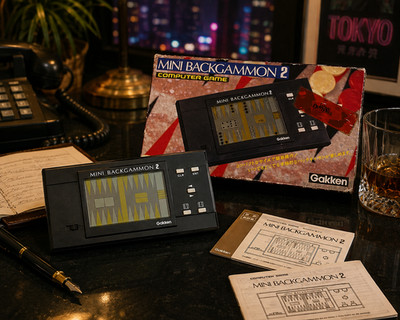 Vintage Gakken Mini Backgammon 2 LCD Pocket Game Japan CIB Tested Works Complete