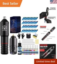 POSEIDON Complete Tattoo Kit for Beginners - Wireless Pen  Practice Supplies