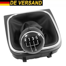 5GANG SCHALTKNAUF SCHALTSACK SCHALTMANSCHETTE SCHWARZ CHROM für VW GOLF 5 6 V VI
