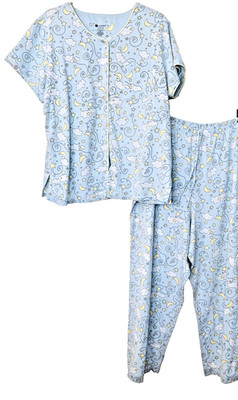 Enchanted Sleepwear  Pajama 2 Piece Poly/Cotton Whimsical Blue Plus 18-20W
