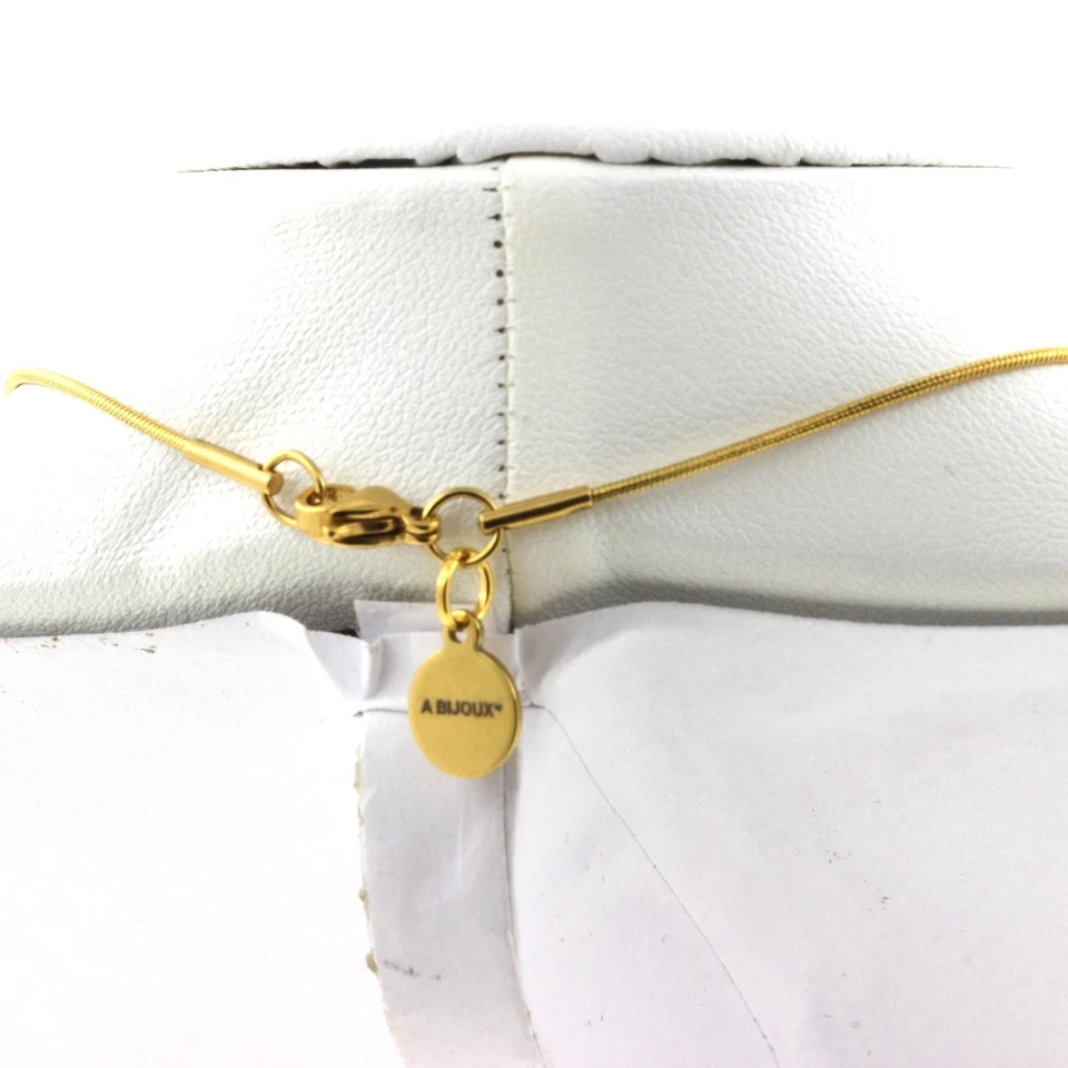 Halskette 1 Perle Howlith Türkis 8 Mm. Kette Stahl Golden Edelstahl - Bild 2 von 3