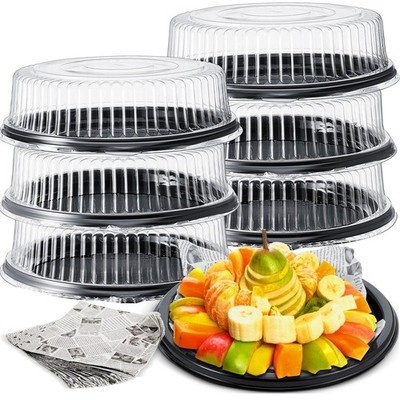 Tessco 6 Pcs Heavy Duty Serving Tray and Lid 12 Pcs Deli Wax Paper Sheets Lar...