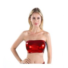 Femme Fille Sexy Soutien-Gorge Bandeau Métallisé Brillant Haut Fête Clubbing