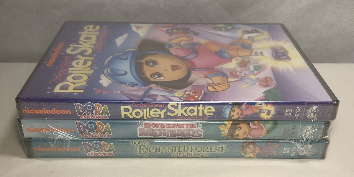 Dora the Explorer Pack Of 3 DVD Roller Skate Mermaids Enchanted