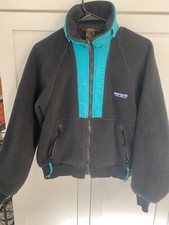 Eddie Bauer Vintage Men's Full Zip Jacket, Small, Black/Teal, 80s
