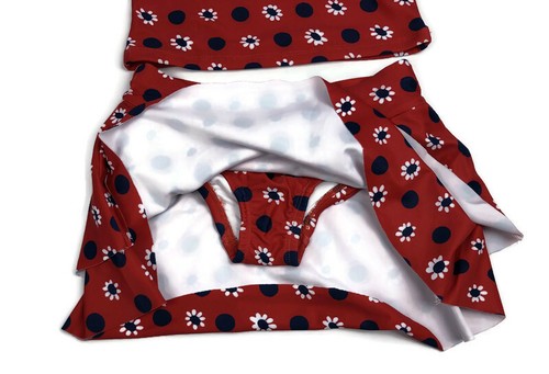 Hanna Andersson Ruffle Tankini Bathing Suit Swim Set Girls 110 Size 5 Red Daisy - Picture 5 of 7