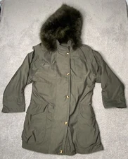 RARE Vtg Country Klassic Kemper Mens Snap Full Zip Removable Fur Hooded Jacket