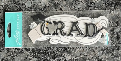 Jolee's GRAD Black & White Graduation Scrapbooking Title Sticker Cap Diploma