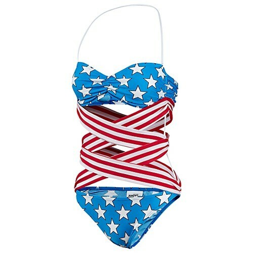 JEREMY SCOTT ADIDAS ORIGINALS RARE STARS & STRIPES SWIMSUIT