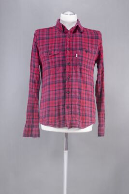 Levi's Freizeithemd Hemd M rot schwarz kariert Langarm Kentkragen Cotton B1146