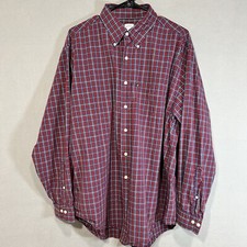 Brooks Brothers Mens Size Large Button Down Shirt Red Blue Plaid Classic Work