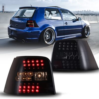 LED Tail Lights For 1999-2004 Volkswagen Golf IV GTI MK4 Brake Lamps Black Smoke