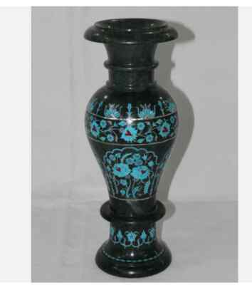 15'' Flower Vase Hand Carved Marble Inlay with Semiprecious Stones decor home