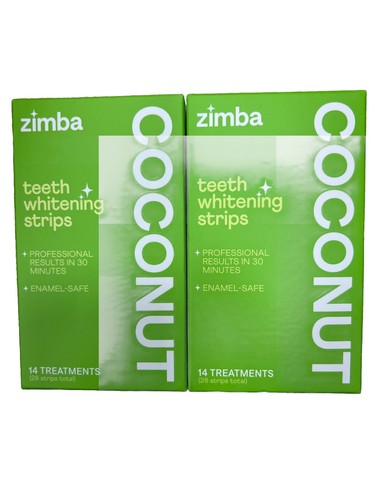 LOT OF 2 Zimba Teeth Whitening Strips - 56 Strips - Coconut Flavored EXP 12/2025