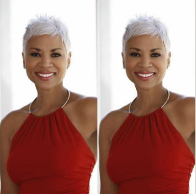 USA Women Pixie Cut Wigs White Synthetic Wigs Costume Wig Synthetic Heat Safe 