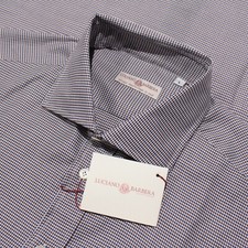 Luciano Barbera NWT Casual Button Down Shirt Size L in Brown/Blue/White Cotton