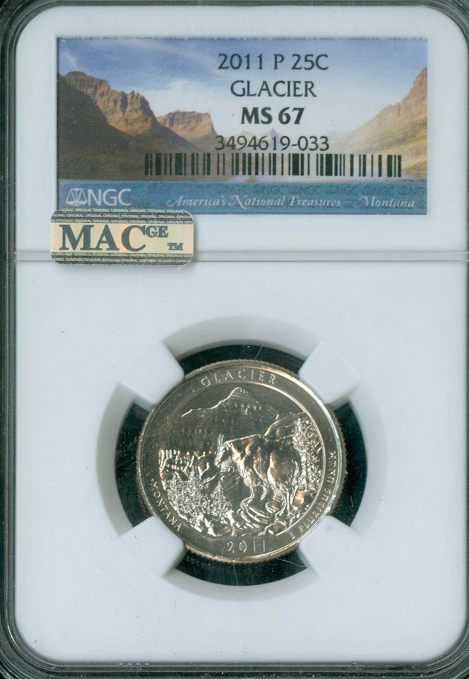2011 P GLACIER PARKS QUARTER NGC MS67 PQ 2ND FINEST MAC SPOTLESS . - Image 3 of 4