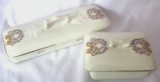 Antique Ceramic Bath Vanity Set  Soap Dish with Drainer  Toothbrush/Razor Set