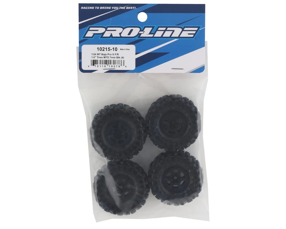 Pro-Line 1/24 Mickey Thompson Baja Pro X F/R 1.0" MTD 7mm Black Holcomb - Image 4 of 4