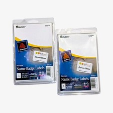 2 Packs Avery Flexible Adhesive Name Badge Labels 2-1/3 x 3-3/8 Print/Write 40/p